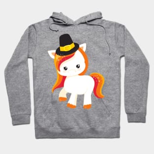 Thanksgiving Unicorn, Cute Unicorn, Pilgrim Hat Hoodie